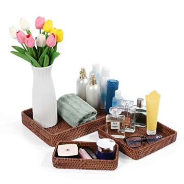 Handcrafted Rattan Serving Tray Set for Home Organization
