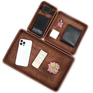 Handcrafted Rattan Serving Tray Set for Home Organization