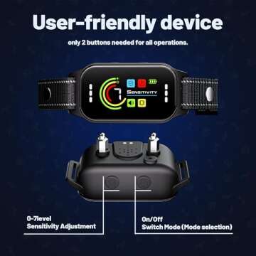 Pituau Dog Bark Collar 2 Pack,Bark Collar for Large Medium Small Dogs 8-130lbs,AUTO Barking Collar,Bark Training Collar with 7 Adjustable Sensitivity