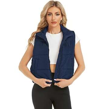 Hount Womens Winter Puffer Vest Lightweight Sleeveless Padded Gilet Qulilted Stand Collar Outwear Ve...