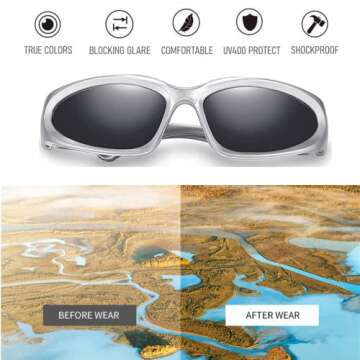 BAWUYI Fashion Y2K Wrap Around Sunglasses for Men Women 2000s Accessories Cool Cyber Glasses Biker S...