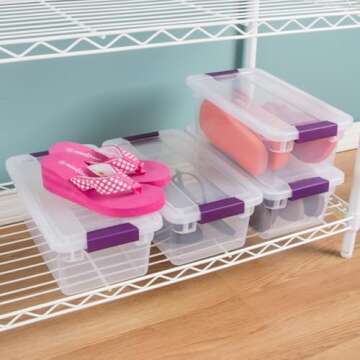 Sterilite 12-Pack ClearView Latch Box, Stackable Storage Organizer Bins for Home, 6 Quart