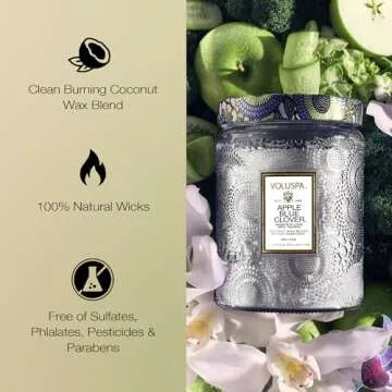 Voluspa Apple Blue Clover 18oz Candle with 100 Hour Burn