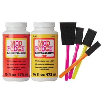 Mod Podge Complete Decoupage Kit - Two 16oz Waterbase Glues with 4 Foam Brushes