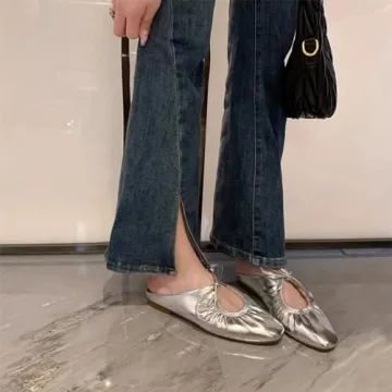 Stylish Women's Wrinkled Leather Ballet Flats for Comfort