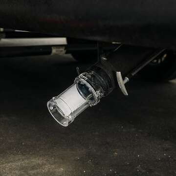 Camco RV Clear Sewage Hose Adapter | Extend Your Sewer Hose Outlet | See When the System is Fully Rinsed | 5-inch (39572)