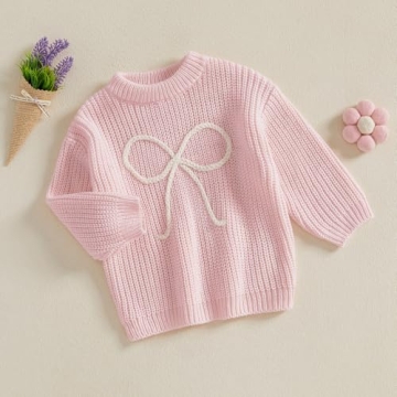 Stylish Toddler Baby Girl Knit Bow Sweater for Winter