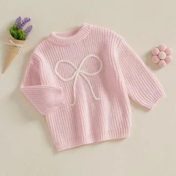 Stylish Toddler Baby Girl Knit Bow Sweater for Winter