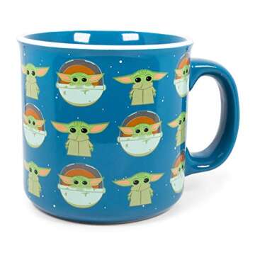 Silver Buffalo Star Wars The Mandalorian Repeat Poses Ceramic Camper-Style Coffee Mug, 20-Ounces