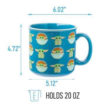 Silver Buffalo Star Wars The Mandalorian Repeat Poses Ceramic Camper-Style Coffee Mug, 20-Ounces