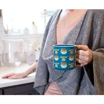 Silver Buffalo Star Wars The Mandalorian Repeat Poses Ceramic Camper-Style Coffee Mug, 20-Ounces