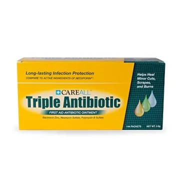 CareAll Triple Antibiotic Ointment 0.9gr (144 Pack) Foil Packet, First Aid for Minor Cuts, Scrapes, and Burns. Prevents Infection. Contains Bacitracin Zinc, Neomycin Sulfate, Polymyxin B Sulfate