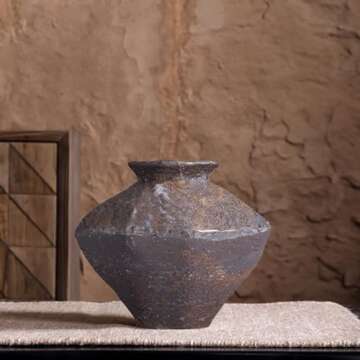 Rustic Ceramic Small Vase - Vintage Home Decor Accent