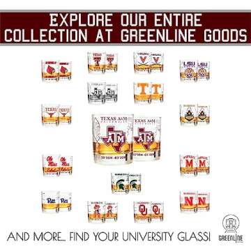 Greenline Goods - Texas A&M University Whiskey Glass Set (2 Low Ball Glasses) - Contains Full Color Texas A&M Logo & Campus Map - Texas A&M Aggies Gift Idea College Grads & Alumni - College Cocktail
