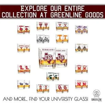 Greenline Goods - Texas A&M University Whiskey Glass Set (2 Low Ball Glasses) - Contains Full Color Texas A&M Logo & Campus Map - Texas A&M Aggies Gift Idea College Grads & Alumni - College Cocktail