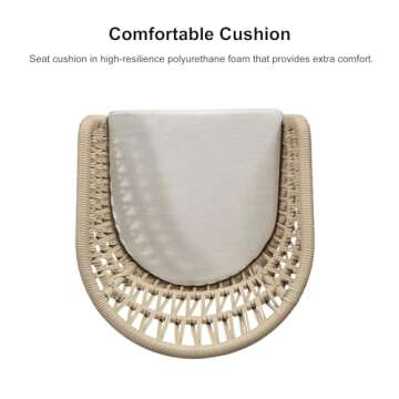 PURPLE LEAF Outdoor Rattan 24" Counter Height Bar Stools Chair Set of 2, Modern Upholstered Patio Bar Stool with Backrest for Indoor and Outdoor, Kitchen Island, Teak