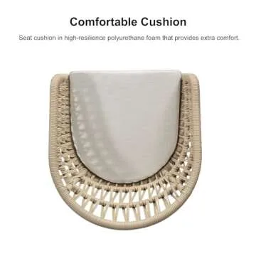 PURPLE LEAF Outdoor Rattan 24" Counter Height Bar Stools Chair Set of 2, Modern Upholstered Patio Bar Stool with Backrest for Indoor and Outdoor, Kitchen Island, Teak