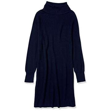 Amazon Brand - Daily Ritual Women's Wool Blend Turtleneck Sweater Dress, Navy,Small