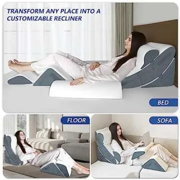 6PCS Orthopedic Bed Wedge Pillow for Sleeping, Gel Memory Foam Post Surgery Pillow Set for Back, Neck, Leg Support, Acid Reflux, Gerd, Anti Snoring, with Washable Cover & Travel Bag (White, 20'' Wide)