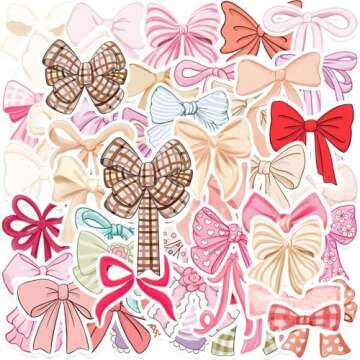 50PCS Coquette Bows Stickers - Colorful Girly Bow Stickers for Fun Personalization