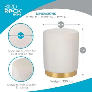 Elegant BIRDROCK HOME Velvet Ottoman Foot Stool - Versatile Decor