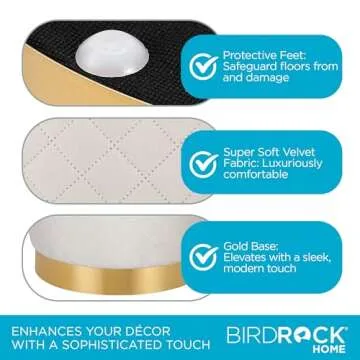 Elegant BIRDROCK HOME Velvet Ottoman Foot Stool - Versatile Decor