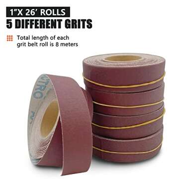 LYFJXX Emery Cloth Roll, 5 Grits150 240 320 400 600 Grits 8 Meters Abrasive Sandpaper Rolls, Aluminu...
