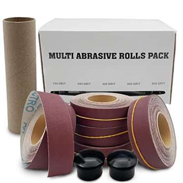 LYFJXX Emery Cloth Roll, 5 Grits150 240 320 400 600 Grits 8 Meters Abrasive Sandpaper Rolls, Aluminum Oxide Sandpaper, Sand Paper Rolls for Wood Metal Polishing,5pc Sand Paper (8M)