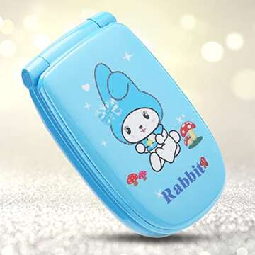 Portable Cute Push Button Flip Dual Card Dual Standby Mobile Phone, Multilingual Smallest Mobile Phone Toy for Kids Student Parents, 1.44in Mini Long Battery Life Cellphone(Blue)
