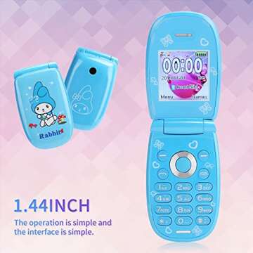 Portable Cute Push Button Flip Dual Card Dual Standby Mobile Phone, Multilingual Smallest Mobile Phone Toy for Kids Student Parents, 1.44in Mini Long Battery Life Cellphone(Blue)