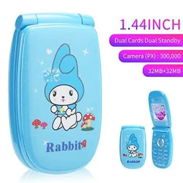 Portable Cute Push Button Flip Dual Card Dual Standby Mobile Phone, Multilingual Smallest Mobile Phone Toy for Kids Student Parents, 1.44in Mini Long Battery Life Cellphone(Blue)