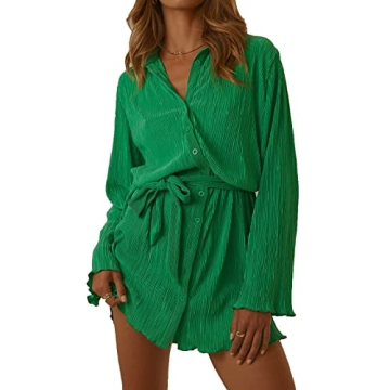 NUFIWI Summer Floral Printed Mini Shirt Dress