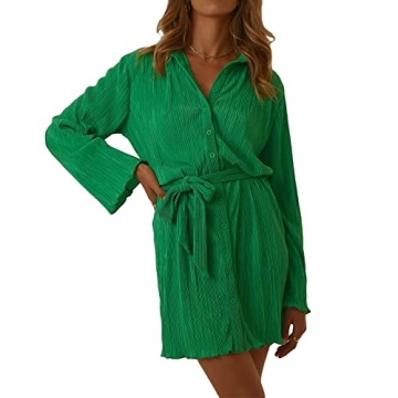 NUFIWI Summer Floral Printed Mini Shirt Dress