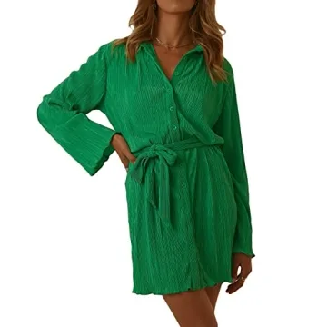 NUFIWI Summer Floral Printed Mini Shirt Dress