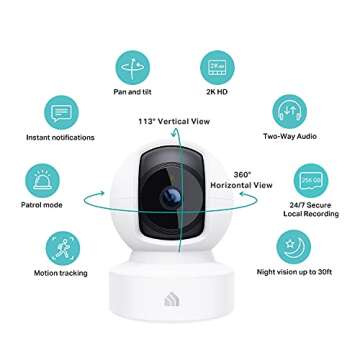 Kasa 2K QHD Security Camera Pan/Tilt, Starlight Sensor for Color Night Vision, Motion Detection for ...