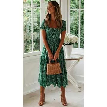 Cute Floral Print Long Maxi Dress for Spring Summer