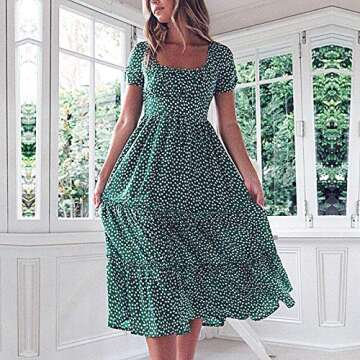Cute Floral Print Long Maxi Dress for Spring Summer