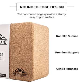 Mount Adams Cork Yoga Block for Firm Support in Workouts