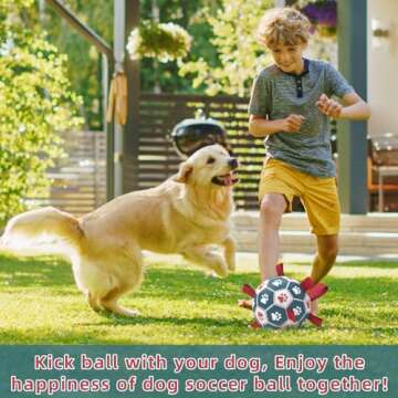 QDAN Dog Toys Soccer Ball with Straps, Interactive Toys for Tug of War, Puppy Birthday Toy, Dog Wate...