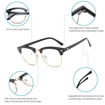 Dollger Retro Half Frame Browline Glasses for Stylish Eye Protection