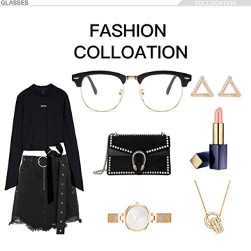 Dollger Retro Half Frame Browline Glasses for Stylish Eye Protection