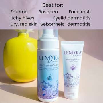 Rosacea cream -face redness relief facial rash lotion for eczema, psoriasis, hives, and dry skin, LE...