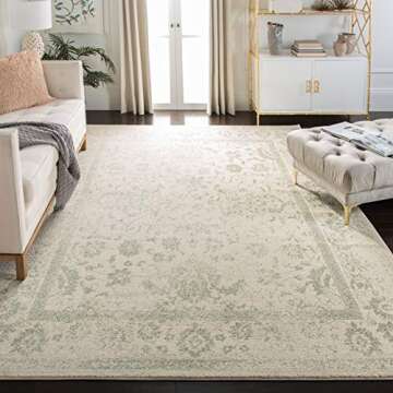 SAFAVIEH Adirondack Collection Area Rug - 8' x 10', Ivory & Sage, Oriental Distressed Design, Non-Sh...