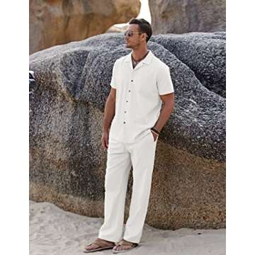 Stylish COOFANDY Men's Casual Linen Outfit Set for Summer