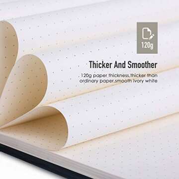 10 PACK Dotted Bullet Grid Journals Notebooks, Black Soft Hardcover, 120gsm Premium Thick Paper with...