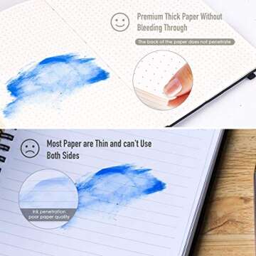 10 PACK Dotted Bullet Grid Journals Notebooks, Black Soft Hardcover, 120gsm Premium Thick Paper with Fine Inner Pocket for School Office Supplies Home Business Writing Note Taking Journaling, 5"X8.25"