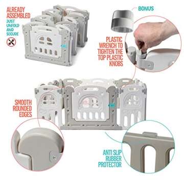 Play22 Foldable Baby Playpen 14 Panel - Kids Safety Activity Play Center - Safety Play Yard Play Pens for Babies - Safety Gates for Indoor and Outdoor Play - Adjustable Shape