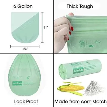 Primode 6 Gallon Compostable Bags for Food & Yard Waste