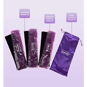 LEONNS Reusable Perineal Ice Packs for Postpartum - 3 Postpartum Ice Packs with Soft Satin Sleeves- ...
