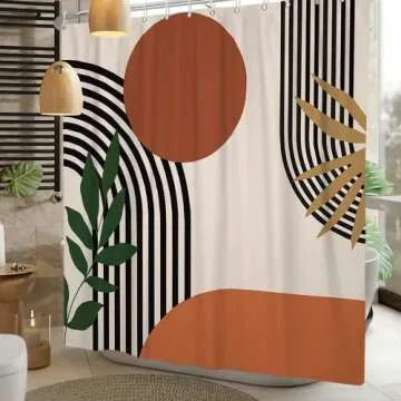 ChloropLastid Boho Shower Curtain for Bathroom Mid Century Modern Bohemian Abstract Geometric Fabric...
